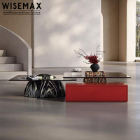 WISEMAX FURNITURE Italie, mobilier de salon minimaliste, ensemble de table basse en verre, table centrale carrée créative pour la maison, la villa