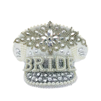 Chapeaux de mariée personnalisés en gros avec 3 MOQ, en sequins blancs et strass, pour enterrement de vie de jeune fille, pour femmes