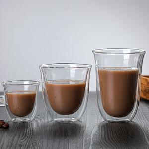 Tasses à café et thé au lait isolées à <span class=keywords><strong>double</strong></span> <span class=keywords><strong>paroi</strong></span> personnalisées Tasses à expresso de 80ml Tasses à café en <span class=keywords><strong>verre</strong></span> transparent esthétique en borosilicate - Product Image 6