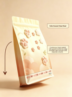 Sachet refermable à huit soudures latérales, résistant à l'humidité, pour litière pour chat et aliments pour animaux de compagnie, avec support stable