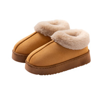 Chaussons d'hiver unisexes à semelle épaisse, rehaussants, en peluche, pour la maison, bottes de neige montantes antidérapantes pour l'extérieur, automne-hiver, chaudes
