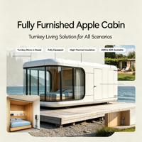Maison mobile modulaire en conteneur Apple Pod Cabin, en acier, avec chambre et salon, design contemporain, utilisation quotidienne, configuration intelligente complète