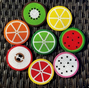 Handmade <b>Round</b> Plastic Coasters Set Fruit Pattern Modern Home Decor Reusable Place Mats - Product Image 2