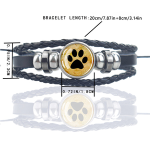 <span class=keywords><strong>Bracelet</strong></span> en cuir multi-couches à thème animalier avec profil d'ombre <span class=keywords><strong>de</strong></span> <span class=keywords><strong>chien</strong></span> et empreinte <span class=keywords><strong>de</strong></span> <span class=keywords><strong>patte</strong></span>, bijou décontracté réglable pour femmes et hommes - Product Image 4