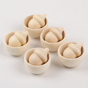 Petit bol en bois de couleur naturelle et ensemble d'acorns, jouet créatif de peinture DIY pour enfants, décoration d'intérieur - Product Image 2