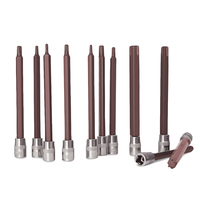 11 pièces Durable S2 Acier Haute Standard Torx Socket - 1/4 "Shank Torx Driver Nut Bits avec adaptateur d'entraînement carré pour la réparation