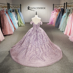 6948 Special Purple Organza <b>Ruffle</b> Floral Sequined Quinceanera Sweet 16 Girls <b>Dress</b> - Product Image 4