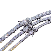MSN-501 2mm 16 pouces Iced Out Hip Hop Fine Jewelry Collier 925 Sterling Silver Moissanite Tennis Chain