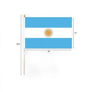Bandera de Mano de Argentina 18"X12" Impresión Digital Antiarrugas, Juego de 480 Piezas, 40DZ/CS, No Tejida - Product Image 1