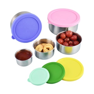 Nhỏ 100/200/400/650ml thép không gỉ container thực phẩm với Silicone nắp cho bữa ăn trưa đồ ăn nhẹ và gia vị bền kim loại thiết kế - Product Image 1