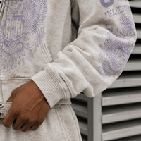 Ensemble de survêtement streetwear vintage délavé pour homme, sweat à capuche zippé avec motif personnalisé et short ample, ensemble 2 pièces en coton surdimensionné