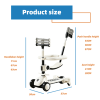Trottinette Évolutive Multifonctionnelle Pliable à Trois Roues AFTFA avec Siège, Poignée et Musique pour Enfants