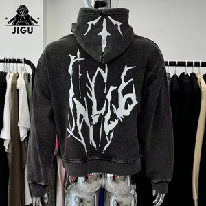 Tùy Chỉnh Chất Lượng Cao Thời Trang Phố Áo Lông Cừu Trống up Cổ Điển Hai Lớp Axit Rửa Mặt Trời <span class=keywords><strong>Faded</strong></span> Đau Phạt Túi Hoodies - Product Image 4