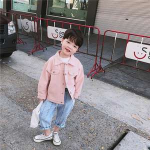 Nova chegada meninos e meninas infantis boutique sólida denim casaco casual jeans jaqueta roupas para crianças - Product Image 4