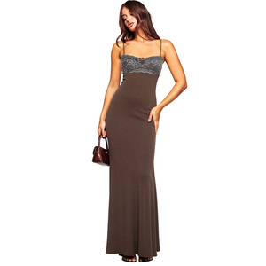 เดรสราตรีทรงบอลกาวน์ สายเดี่ยว คอวี ผ้าลูกไม้ลายดอกไม้ ช่วงเอวธรรมชาติ  ชายกระโปรงบาน  สำหรับงานปาร์ตี้ฤดูร้อน  แบบเซ็กซี่สำหรับผู้หญิง  รุ่นใหม่ - Product Image 3