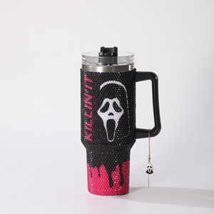 Scary Michael Myer Rhinestone Tumbler W Straw Bloody Jason Mug Halloween Screaming Ghost Cup Vaso de <span class=keywords><strong>diamante</strong></span> de acero inoxidable - Product Image 2