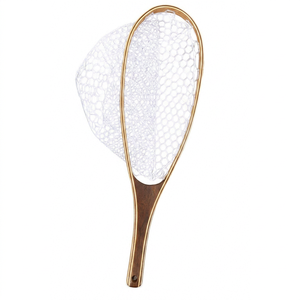 En gros Épuisette de pêche à la truite pour la capture et la libération, Épuisette de pêche à la mouche, Épuisette de pêche à cadre en bois avec maille en caoutchouc souple transparente - Product Image 1
