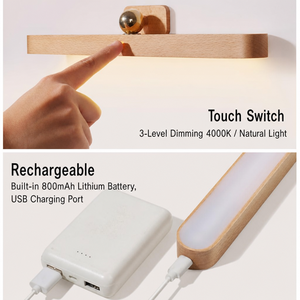 YONGZE Lumière de miroir en bois USB magnétique, bande lumineuse LED d'intérieur sans fil, lumière murale de couloir, lumière d'appoint pour miroir de maquillage - Product Image 3