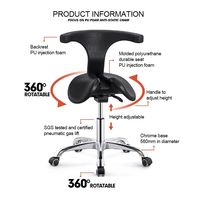 Chaise de selle pivotante avec dossier réglable en hauteur tabouret médical d'hôpital antistatique chaise ESD
