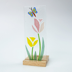 Ornement artistique en verre soufflé floral romantique, porte-bougie, artisanat, décoration de table, balcon, salon, maison - Product Image 3