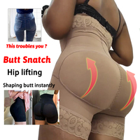 Panty short korset pengencang tubuh tanpa kancing depan, kompresi tinggi, penambah pinggul dan bokong, untuk wanita.