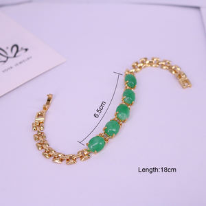 <span class=keywords><strong>Bracciale</strong></span> Yoya con Catena in <span class=keywords><strong>Giada</strong></span> <span class=keywords><strong>Verde</strong></span> Naturale Placcato Oro 18K per Donne, Gioiello Regolabile con Gemma per Occasioni Speciali - Product Image 3