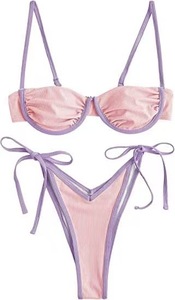 Costume da <span class=keywords><strong>bagno</strong></span> bikini floreale a due pezzi da <span class=keywords><strong>donna</strong></span>, in misto poliestere ed elastan, stile spiaggia alla moda, per vacanze al mare - Product Image 2