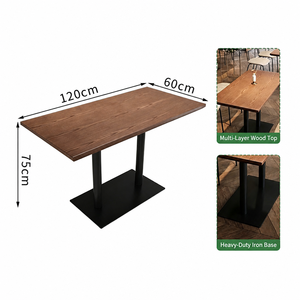 Conjunto de Mesa y Banco con Estructura de Madera en Color Crema Avena, Asiento Acolchado, Tablero Rectangular con Acabado Granulado, Base de Pedestal para Hotel, Salón y Cafetería - Product Image 6