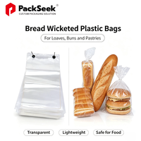 Sac en T-shirt transparent en PEHD micro-perforé, fabriqué à partir de matériaux recyclés, certifié OK Compost pour pain, pain grillé, gâteaux et biscuits