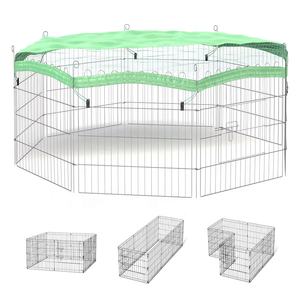 Corralito de alambre de metal para mascotas para conejos, cachorros, gatos, perros, valla plegable para perros al aire libre con cubierta superior - Product Image 1