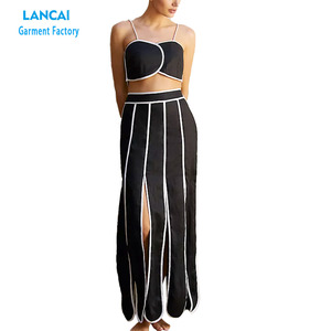 ชุดสองชิ้นกระโปรงและเสื้อกั๊กสำหรับผู้หญิงผ้าคอตตอนเอวสูงสไตล์ใหม่ - Product Image 1