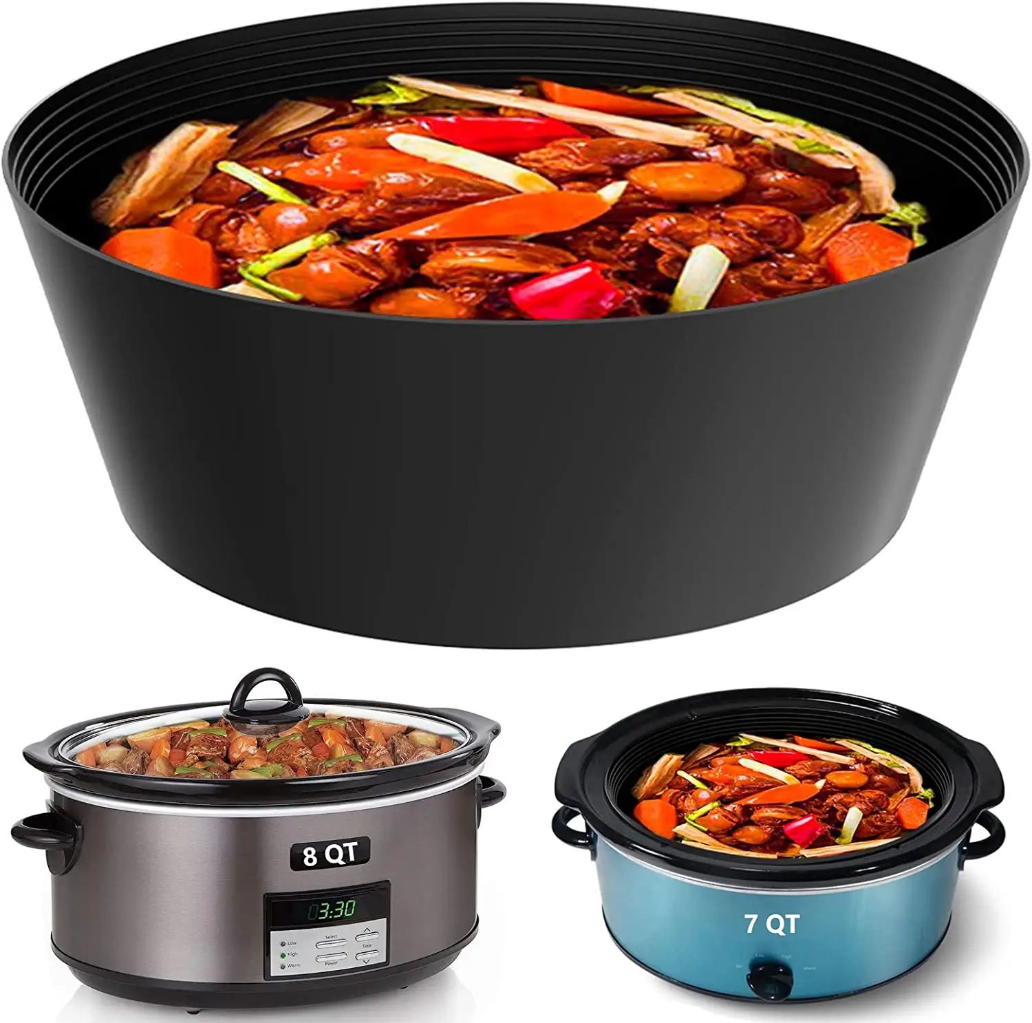 BPA Free Silicone Crock Pot Liners 7-8 Quart Oval Slow Cooker