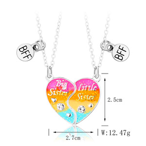 2 unids/set imán atractivo corazón collar Big Sister <span class=keywords><strong>Little</strong></span> Sister collares lindo mejor amigo collares joyería para mejor amigo - Product Image 2