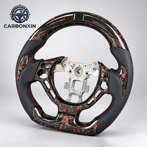 พวงมาลัยรถสปอร์ตสีแดงหุ้มหนังคาร์บอนไฟเบอร์ฟอร์จแบบกำหนดเองสำหรับ Nissan R35 GTR 370Z Z34 350Z Patrol Armada Y62 - Product Image 1