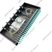 Panel Patch Fiber 1U 96 Core High Density MPO MTP ke LC dengan Kabel Patch Fiber MPO 8/12