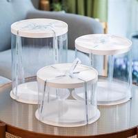 Groothandel 4/6/8/10/12 inch ronde transparante plastic taartdoos met handvat en inlay voor cupcakes, mini-taarten en gebak, cadeaudoosjes