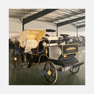 Carroza eléctrica negra europea de alta calidad, estilo antiguo, con semirremolque beige para autobús turístico en parques. - Product Image 5