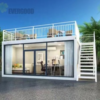 Maison préfabriquée modulaire de luxe à deux étages, assemblage rapide, conteneur de 20 pieds avec cuisine, salon et terrasse sur le toit