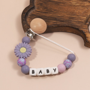 Clip para <span class=keywords><strong>chupete</strong></span> de flor margarita para comercio exterior, <span class=keywords><strong>cadena</strong></span> creativa DIY para bebé, <span class=keywords><strong>mordedor</strong></span> de silicona con diseño de animal de dibujos animados, 0-24 meses, nuevo - Product Image 6