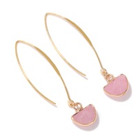 N2025 Nouveau design tendance Boucles d'oreilles ovales en forme de cercle de pierres naturelles œil de tigre turquoise