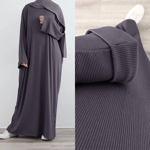 <span class=keywords><strong>Robe</strong></span> Abaya en tricot côtelé longue, 4 couleurs, pour femmes musulmanes, Abaya épaisse pour l'automne et l'hiver, fabriquée par Yibaoli - Product Image 5