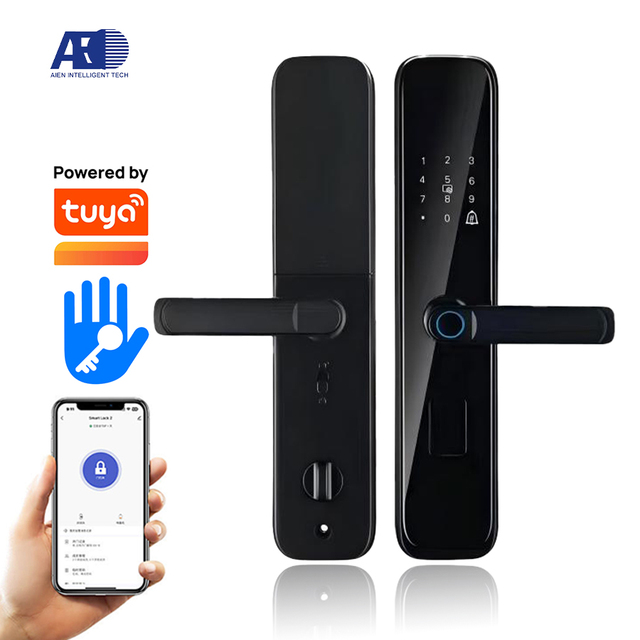 WiFi Smart Door Lock for Wood Door with Key Code Fingerprint Password & Storage Card Options for Home & Hotel
