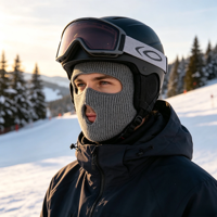 Vente en gros de balaclavas en tricot à 3 trous pour l'hiver, logo personnalisé brodé, masque facial, chapeau pour homme, ski en plein air, cyclisme, chapeau en tricot chaud