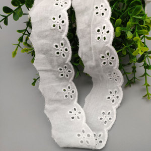 Encaje de Algodón Blanco ERKOUMI con Ojales, Adorno de Encaje Calado de Cinco Pétalos con Borde Festoneado para Vestidos de Niña, Accesorios para el Cabello, Manualidades DIY - Product Image 3