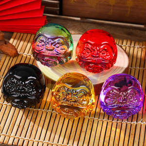 Adorno de cristal con cabeza de Bodhidharma, tallado en relieve, decoración del hogar, regalo para amigos - Product Image 1