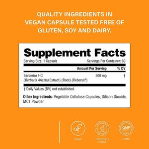OEM Vegan Berberine <span class=keywords><strong>HCL</strong></span> Cápsulas 500mg 1000mg Suplementos naturais ao extrato erval Suplementos à saúde para adultos Não para crianças - Product Image 2
