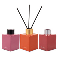Flacon diffuseur carré de luxe en verre 100 ml vide pour emballage de diffuseur de parfum d'ambiance avec bâtonnets en rotin naturel