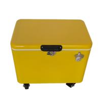 Chariot isotherme pliable 40L/50L, seau à glace métallique, boîte à glace isotherme avec roues et poignée de traction pour pique-nique – Vente chaude