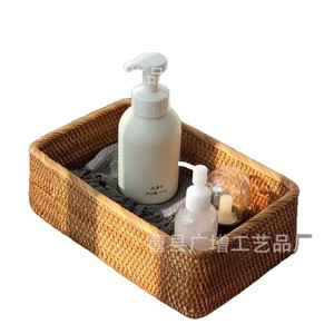 Cesta de Almacenamiento Rectangular de Ratán Hecha a Mano, Ecológica, para Organización de Cosméticos en el Hogar y la Oficina - Product Image 5