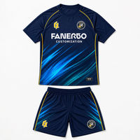 Ensemble de maillot de football pour hommes, dégradé cyan marine foncé, uniforme de football sublimé, manches courtes, kit d'entraînement d'équipe